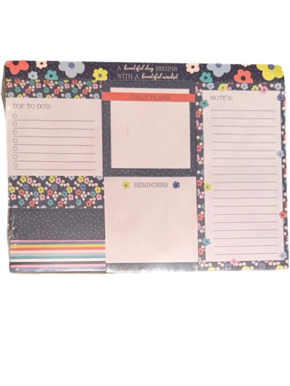 Graphique De France Floral Navy, Pink, Yellow & Teal Desk Planner Notepads NWT